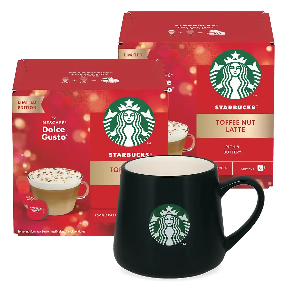 Πακέτο Toffee Nut Latte + σκούρα πράσινη κούπα
